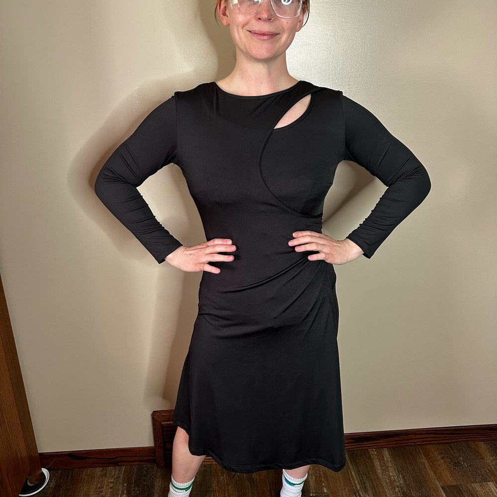 Elegant Black Long Sleeve Dress Practice Latin Rhythm Dress